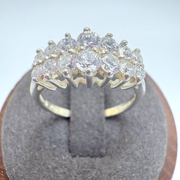 VTG AVON Sterling Silver 925 Cubic Zirconia Prong Set Statement Ring Size 8.25 - Picture 2 of 10